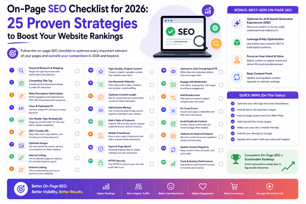 On-Page SEO Checklist for 2026 25 Proven Strategies to Boost Your Website Rankings