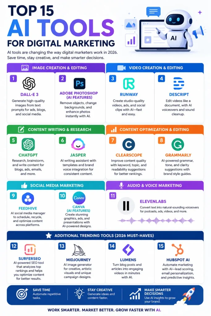 Top 15 AI Tools for Digital Marketing 